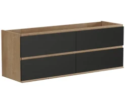 Móvel lavatório duplo de encastrar cor natural clara e preto 150 cm - SABURI