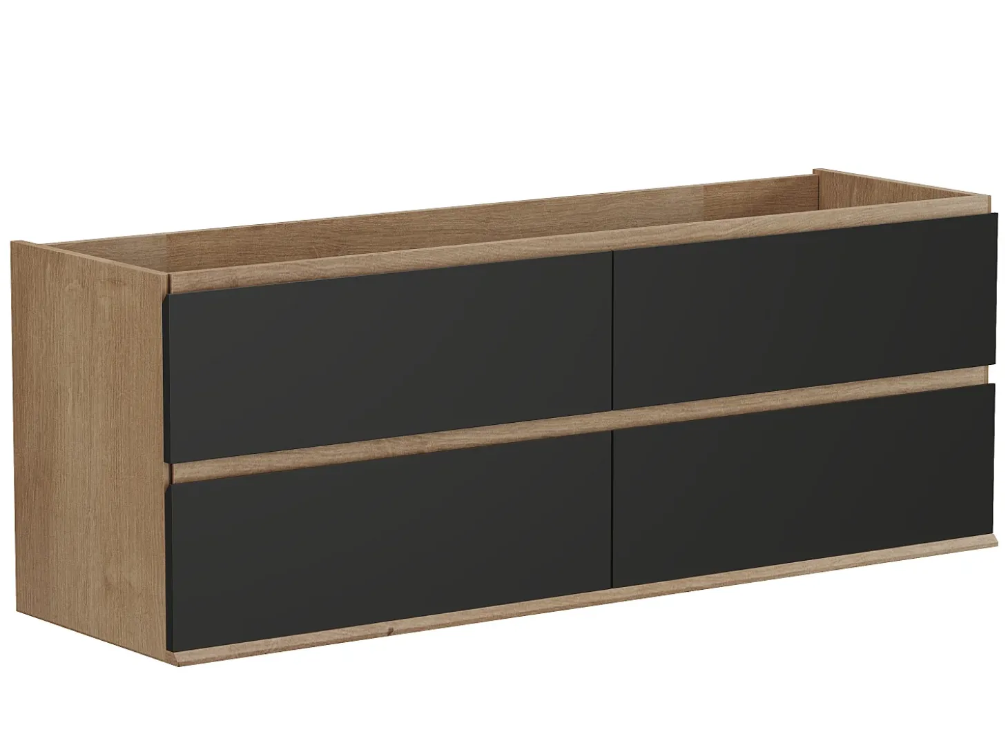 Móvel lavatório duplo de encastrar cor natural clara e preto 150 cm - SABURI