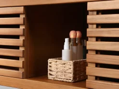 Móvel lavatório duplo em madeira de acácia - Móvel de casa de banho - 130 cm - PENEBEL