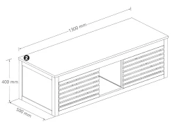 Móvel lavatório duplo em madeira de acácia - Móvel de casa de banho - 130 cm - PENEBEL