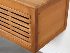 Móvel lavatório duplo em madeira de acácia e espelhos com contorno - 130 cm - PENEBEL