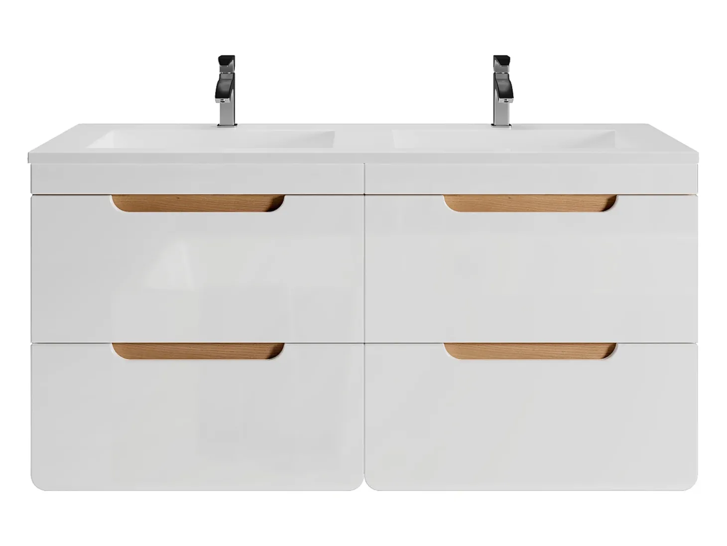 Móvel lavatório duplo suspenso cor natural e branco para casa de banho C120 cm ARUBA