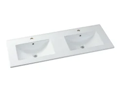 Móvel lavatório duplo suspenso cor natural e branco para casa de banho C120 cm ARUBA
