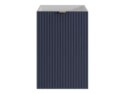 Móvel lavatório estriado, caixa branca e porta reversível azulada A60xC40xL22 cm VAHIRA