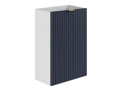 Móvel lavatório estriado, caixa branca e porta reversível azulada A60xC40xL22 cm VAHIRA