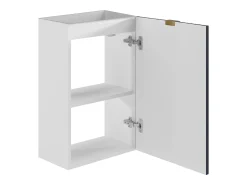Móvel lavatório estriado, caixa branca e porta reversível azulada A60xC40xL22 cm VAHIRA