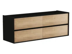 Móvel lavatório individual de encastrar cor natural clara e preto 150 cm - LANNICK
