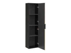 Móvel lavatório simples 80cm 2 nichos Espelho LED e coluna Gaia madeira e preto - Lavatório preto
