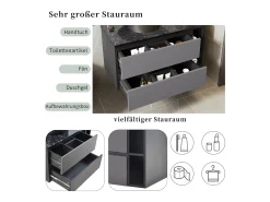 Móvel lavatório suspenso com 2 gavetas e prateleiras - lavatório embutido - 80 x 44 x 48,5 cm - madeira MDF - cinza + preto
