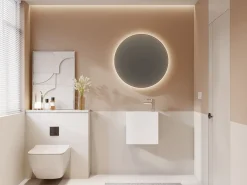 Móvel lavatório suspenso em solid surface com nicho 40 cm - PUMORI