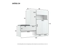 Móvel multifuncional para sapatos - com assento estofado - com 4 portas e 1 gaveta - Branco