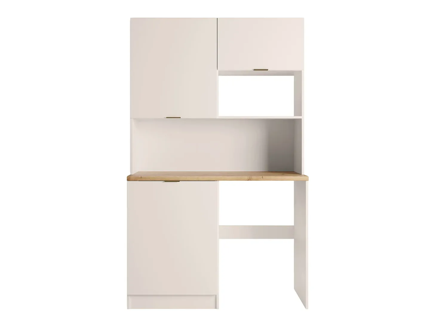 Móvel multifunções para kitchenette e lavandaria - Com bancada de trabalho 120 cm - Bege e natural - CARMEO