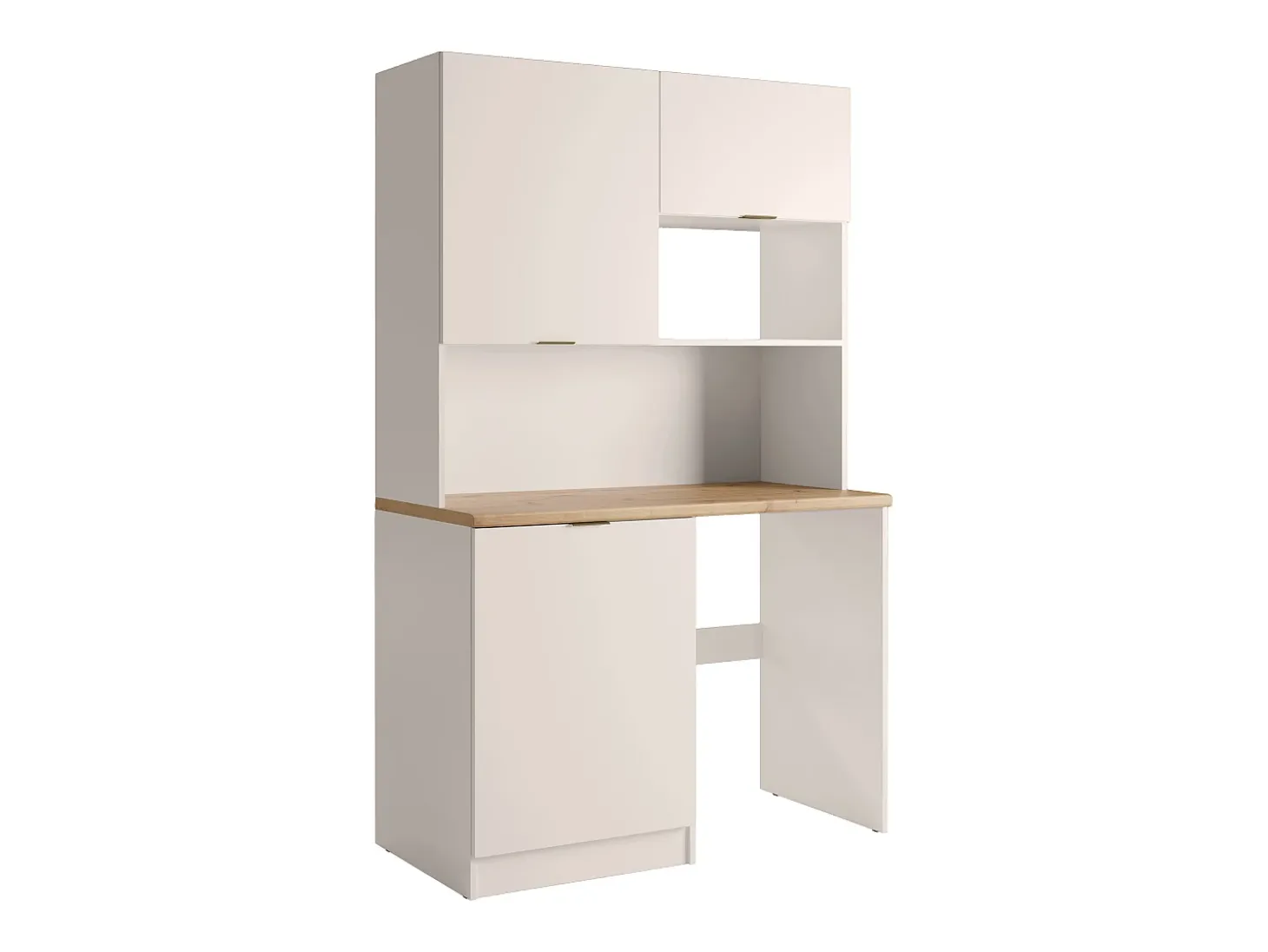 Móvel multifunções para kitchenette e lavandaria - Com bancada de trabalho 120 cm - Bege e natural - CARMEO