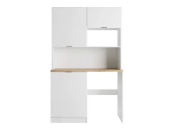 Móvel multifunção com plano de trabalho 120 cm branco e natural - CARMEO