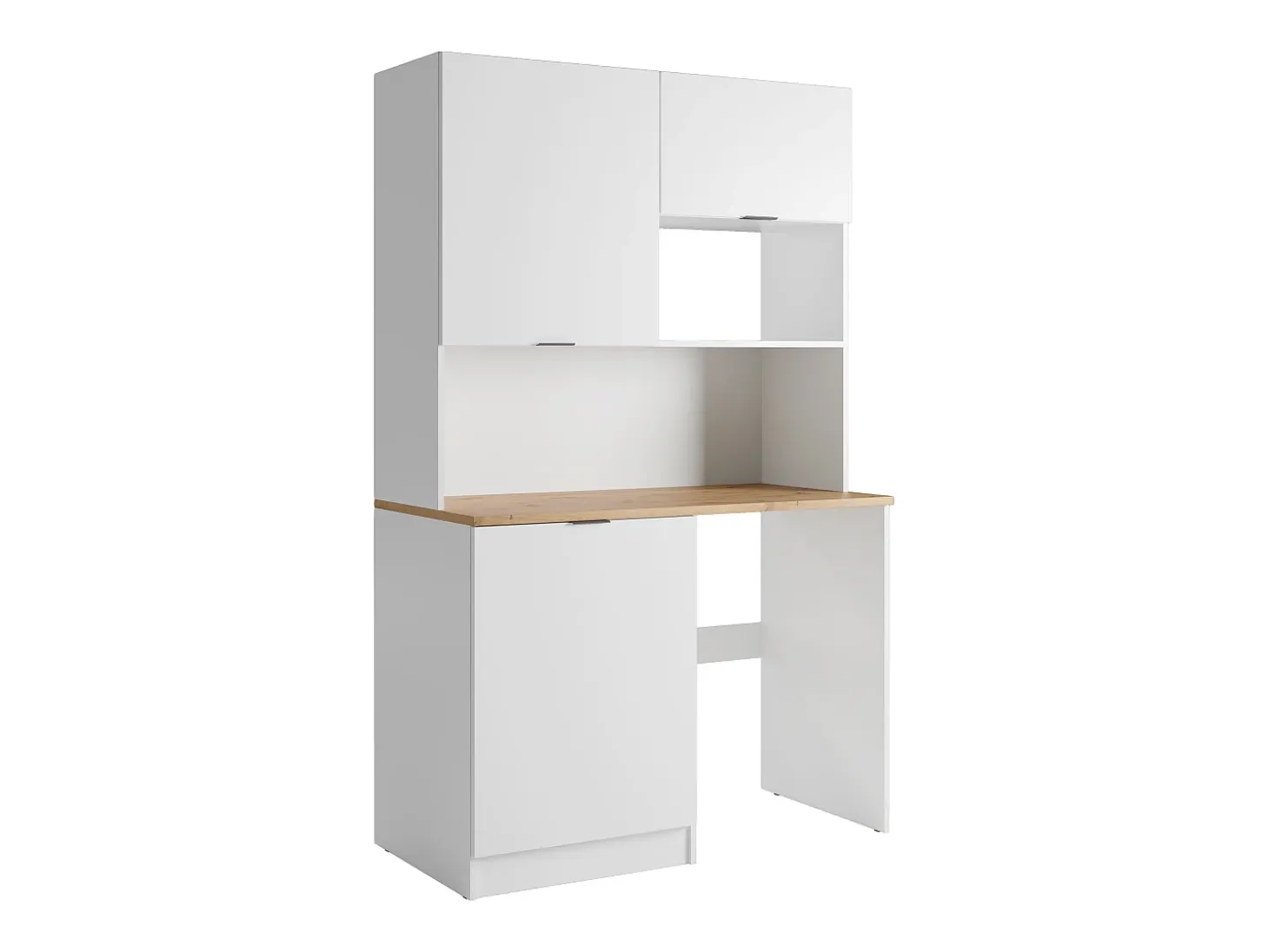 Móvel multifunção com plano de trabalho 120 cm branco e natural - CARMEO