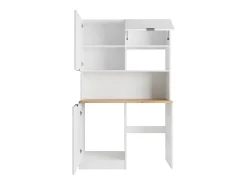 Móvel multifunção com plano de trabalho 120 cm branco e natural - CARMEO