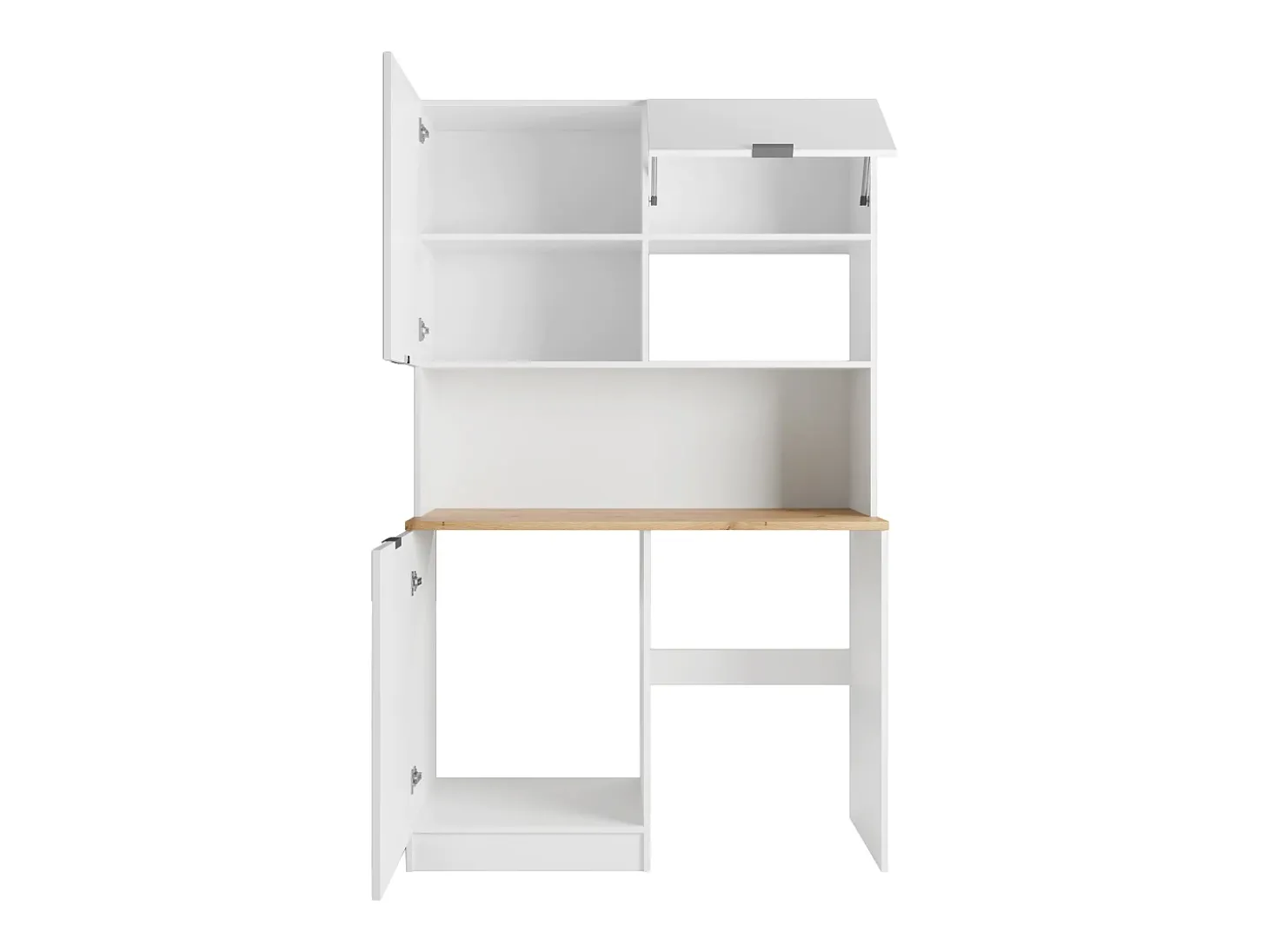 Móvel multifunção com plano de trabalho 120 cm branco e natural - CARMEO