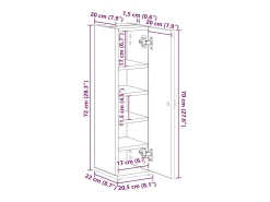 Móvel p/ casa de banho c/ suporte de rolos 20,5x22x72 cm branco