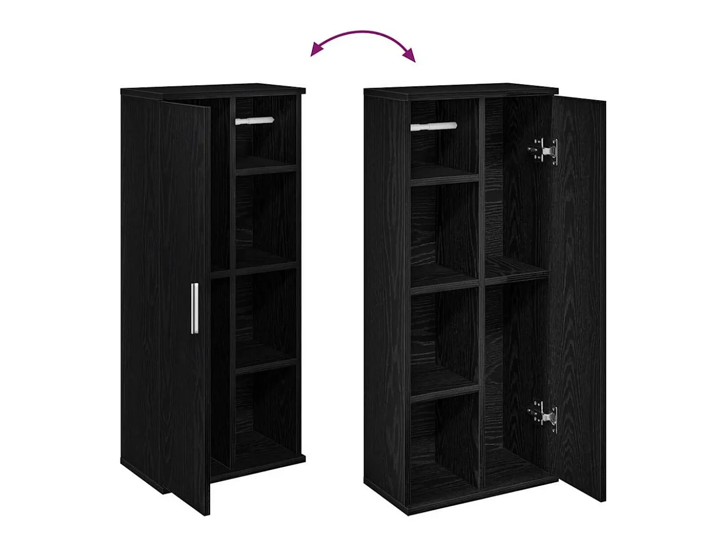Móvel p/ casa de banho c/ suporte de rolos 39x22x90 cm preto