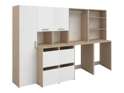 Móvel para 2 máquinas com arrumações natural claro e branco C269 x A184 cm - ERKANO