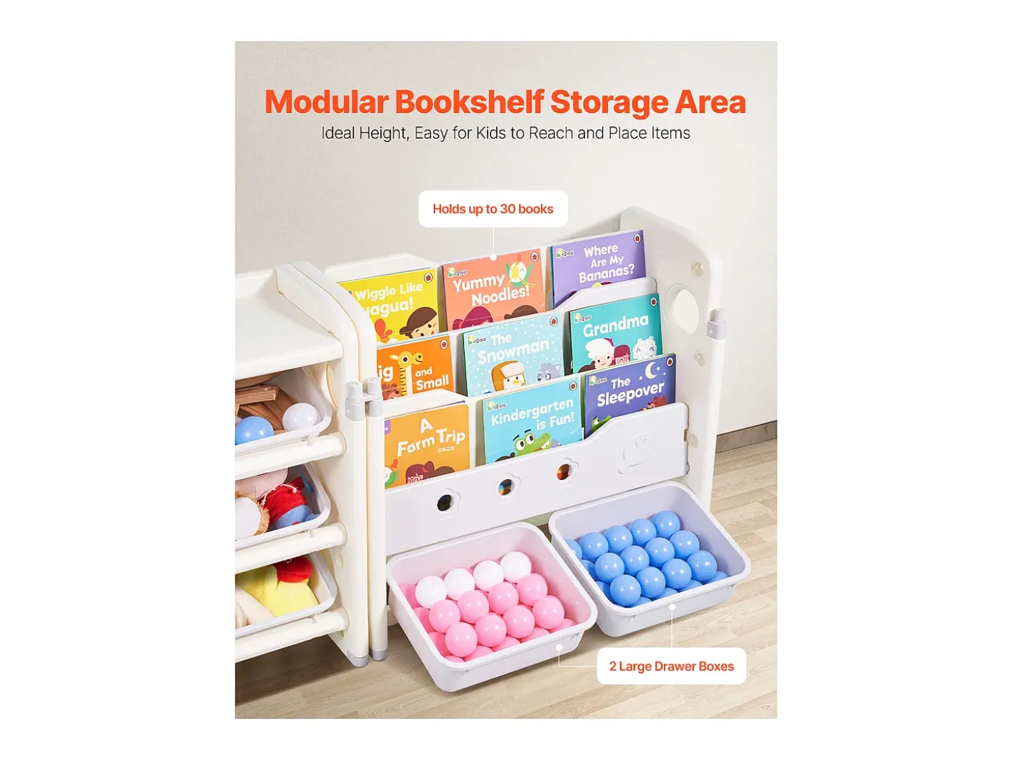 Móvel para Arrumação de Brinquedos Infantis SucceBuy, com 4 Níveis e Estante, Prateleira Organizadora de Brinquedos com 10 Caixas de Plástico Removíveis