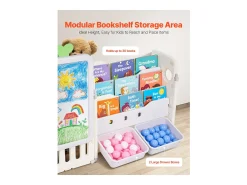 Móvel para Arrumação de Brinquedos Infantis SucceBuy, com Estante e Prancheta, com 4 Níveis e 10 Caixas de Plástico Removíveis, para Creches