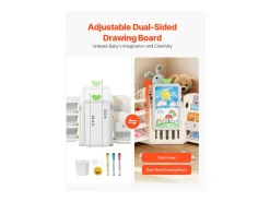 Móvel para Arrumação de Brinquedos Infantis SucceBuy, com Estante e Prancheta, com 4 Níveis e 10 Caixas de Plástico Removíveis, para Creches