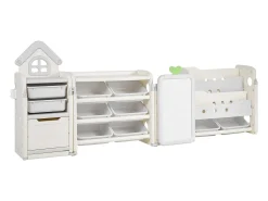 Móvel para Arrumação de Brinquedos Infantis SucceBuy, com Estante e Prancheta, com 4 Níveis e 10 Caixas de Plástico Removíveis, para Creches