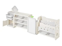 Móvel para Arrumação de Brinquedos Infantis SucceBuy, com Estante e Prancheta, com 4 Níveis e 10 Caixas de Plástico Removíveis, para Creches