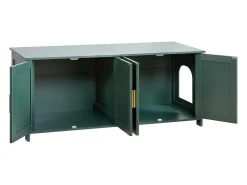 Móvel para Caixa de Areia SucceBuy Gato Armário Esconder Casa de Banho de Gato Interior, com 4 Portas e 2 Entradas, Nicho Esconder-areia em Madeira, 120x45x50 cm