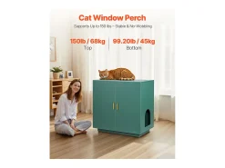 Móvel para Caixa de Areia SucceBuy Gato Armário Esconder Casa de Banho de Gato Dupla Porta, Nicho Esconder-areia Madeira com Furos de Ventilação, 80 x 50 x 79 cm