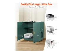 Móvel para Caixa de Areia SucceBuy Gato Armário Esconder Casa de Banho de Gato Dupla Porta, Nicho Esconder-areia Madeira com Furos de Ventilação, 80 x 50 x 79 cm