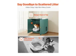 Móvel para Caixa de Areia SucceBuy Gato Armário Esconder Casa de Banho de Gato Dupla Porta, Nicho Esconder-areia Madeira com Furos de Ventilação, 80 x 50 x 79 cm