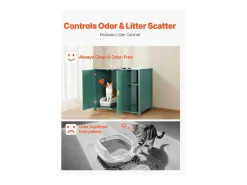Móvel para Caixa de Areia SucceBuy Gato Autolimpante Armário Esconder Casa Banho Gato, Nicho Esconder-areia, com Separador Removível, Tomada de Corrente, Verde