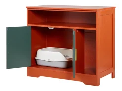Móvel para Caixa de Areia SucceBuy Gato Armário Esconder Casa de Banho de Gato Interior Moderna, Nicho Esconder-areia em Madeira, Compatível, 79,2x43x71 cm, Verde