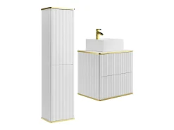 Móvel para casa de banho com lavatório de pousar quadrado e coluna, branco, 60 cm, KELIZA