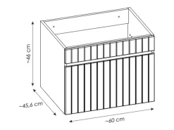 Móvel para colocar sob lavatório suspenso estriado branco 60 cm SATARA