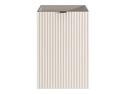 Móvel para lavatório estriado com porta reversível bege - H60 x L40 x P22 - VAHIRA
