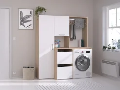 Móvel para máquina com arrumações natural claro C157 x A184 cm - ERKANO