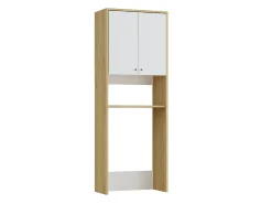 Móvel para máquina de lavar 2 portas c65 x A180 cm branco e natural claro - WORIKA