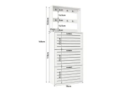 Móvel para sapatos 70×25×165 cm - com 8 ganchos - com 3 portas - painel de partículas - branco