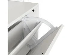 Móvel para sapatos 70×25×165 cm - com 8 ganchos - com 3 portas - painel de partículas - branco