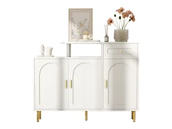 Móvel para sapatos 120 x 35 x 92 cm - 1 gaveta + 3 portas - pés em metal - Branco