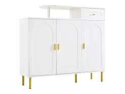 Móvel para sapatos 120 x 35 x 92 cm - 1 gaveta + 3 portas - pés em metal - Branco