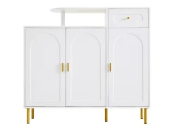 Móvel para sapatos 120 x 35 x 92 cm - 1 gaveta + 3 portas - pés em metal - Branco
