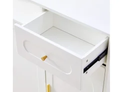 Móvel para sapatos 120 x 35 x 92 cm - 1 gaveta + 3 portas - pés em metal - Branco