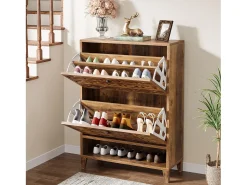 Móvel para sapatos com 2 gavetas corrediças, móvel de armazenamento, para 20 pares de sapatos, 80x24x110 cm