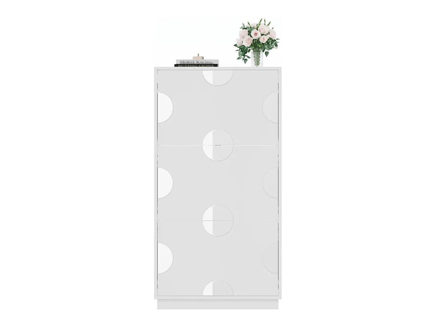 Móvel para sapatos moderno - três portas - espelho redondo - grande espaço de armazenamento - MDF - branco