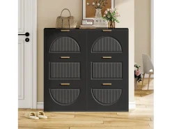 Móvel para sapatos moderno 118x25x115cm - 6 portas basculantes - Preto