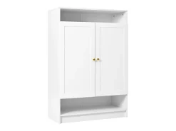 Móvel para sapatos 73x34x109 cm - com 2 portas - com 2 prateleiras abertas - branco